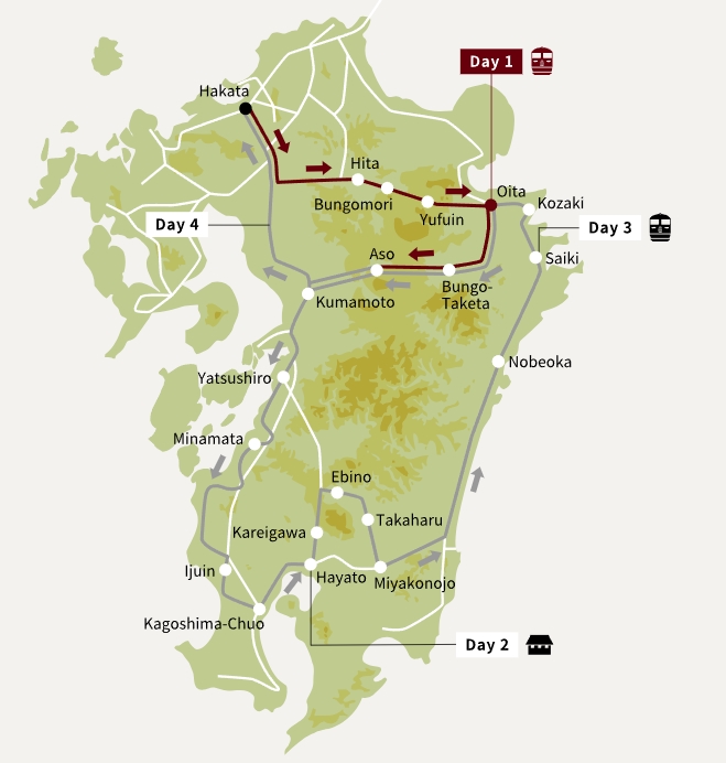 SEVEN STARS IN KYUSHU of Japan route map