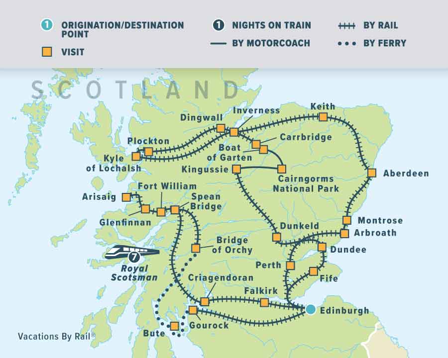 THE ROYAL SCOTSMAN of Scotland route map