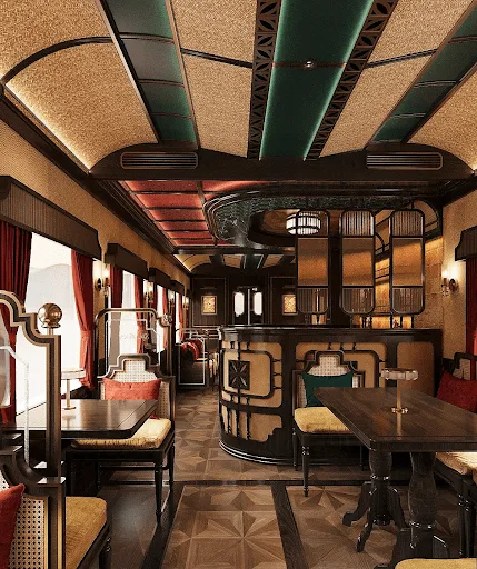 Exploring 2 Best Train Journeys Vietnam: A Guide to Scenic Journey and Cultural Experiences 1 indochine style train sjourney bar