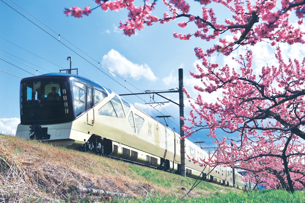 japanese-luxury-train-with-cherry-blossom